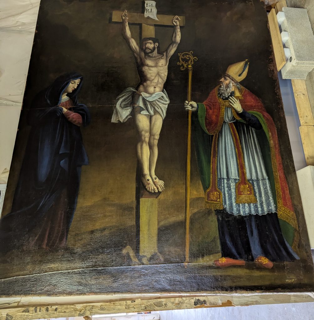 Restauration par Manuela Casedevant du tableau Crucifixion - après restauration