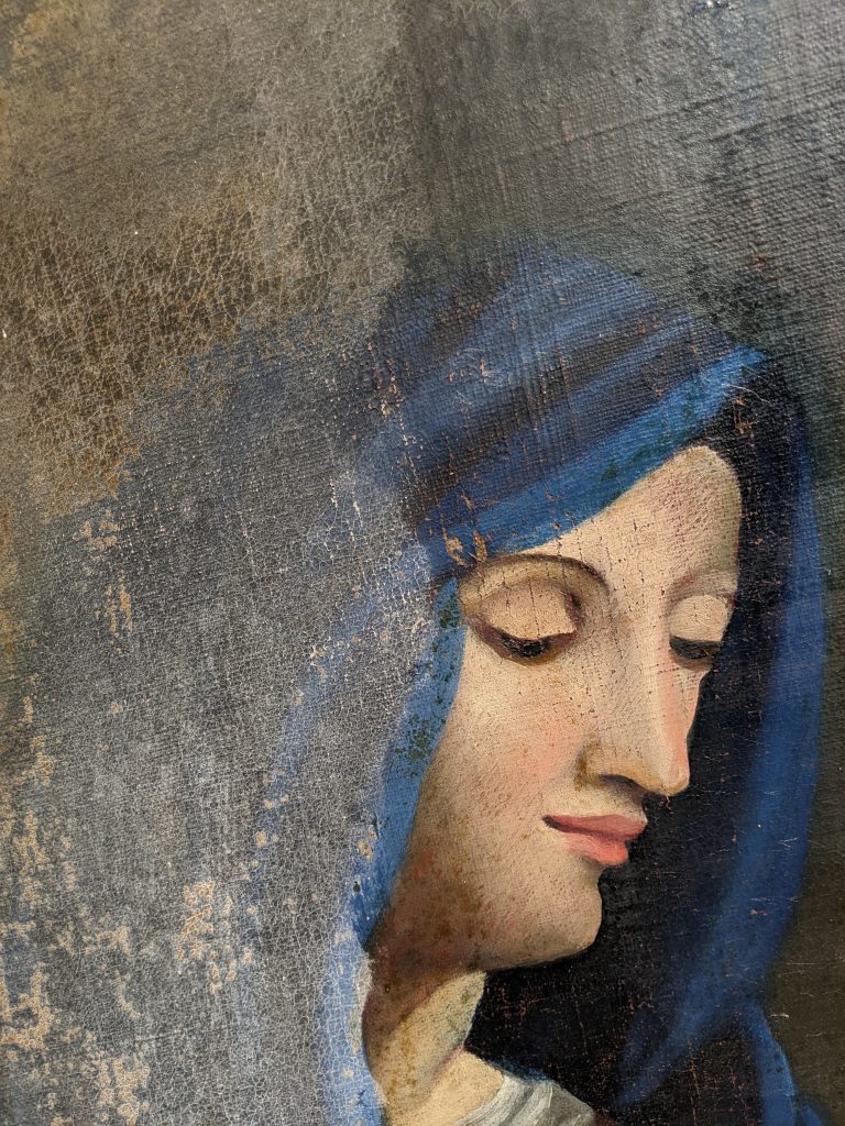 Restauration par Manuela Casedevant du tableau Crucifixion - détail